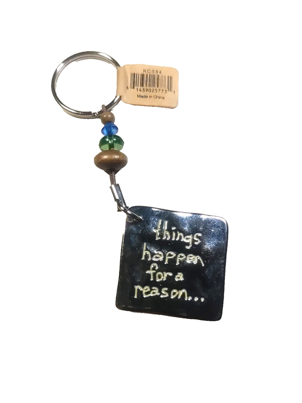 Naturallife Keychain Things Happen For A Reason Just Believe Silver Tone Beaded